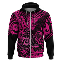 Hawaii Shaka Sign Hoodie With Polynesian Hibiscus Pink Unique - Wonder Print Shop
