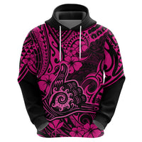 Hawaii Shaka Sign Hoodie With Polynesian Hibiscus Pink Unique - Wonder Print Shop