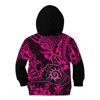 Hawaii Shaka Sign Kid Hoodie With Polynesian Hibiscus Pink Unique - Wonder Print Shop