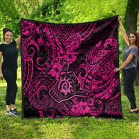 Hawaii Shaka Sign Quilt With Polynesian Hibiscus Pink Unique - Wonder Print Shop