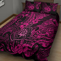 Hawaii Shaka Sign Quilt Bed Set With Polynesian Hibiscus Pink Unique - Wonder Print Shop