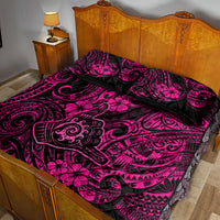 Hawaii Shaka Sign Quilt Bed Set With Polynesian Hibiscus Pink Unique - Wonder Print Shop