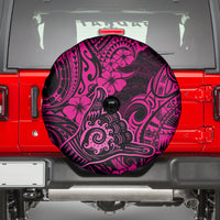 Hawaii Shaka Sign Spare Tire Cover With Polynesian Hibiscus Pink Unique - Wonder Print Shop