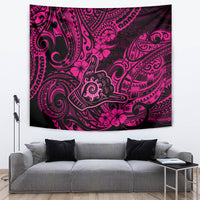 Hawaii Shaka Sign Tapestry With Polynesian Hibiscus Pink Unique - Wonder Print Shop