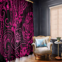 Hawaii Shaka Sign Window Curtain With Polynesian Hibiscus Pink Unique - Wonder Print Shop