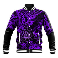 Hawaii Shaka Sign Baseball Jacket Polynesian Pattern Purple Version - Wonder Print Shop