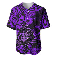 Hawaii Shaka Sign Baseball Jersey Polynesian Pattern Purple Version - Wonder Print Shop