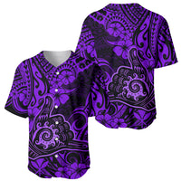 Hawaii Shaka Sign Baseball Jersey Polynesian Pattern Purple Version - Wonder Print Shop