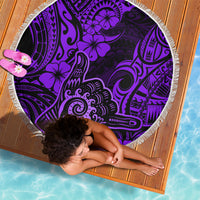 Hawaii Shaka Sign Beach Blanket Polynesian Pattern Purple Version - Wonder Print Shop