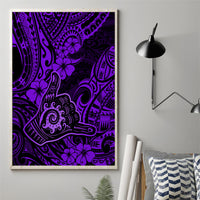 Hawaii Shaka Sign Canvas Wall Art Polynesian Pattern Purple Version - Wonder Print Shop