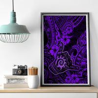 Hawaii Shaka Sign Canvas Wall Art Polynesian Pattern Purple Version - Wonder Print Shop