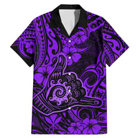 Hawaii Shaka Sign Family Matching Mermaid Dress and Hawaiian Shirt Polynesian Pattern Purple Version - Wonder Print Shop