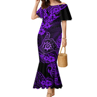 Hawaii Shaka Sign Family Matching Mermaid Dress and Hawaiian Shirt Polynesian Pattern Purple Version - Wonder Print Shop