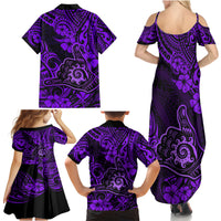 Hawaii Shaka Sign Family Matching Summer Maxi Dress and Hawaiian Shirt Polynesian Pattern Purple Version - Wonder Print Shop