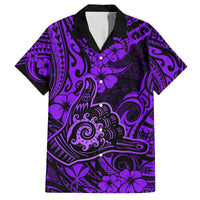 Hawaii Shaka Sign Family Matching Summer Maxi Dress and Hawaiian Shirt Polynesian Pattern Purple Version - Wonder Print Shop