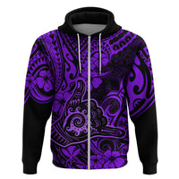 Hawaii Shaka Sign Hoodie Polynesian Pattern Purple Version - Wonder Print Shop