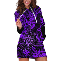 Hawaii Shaka Sign Hoodie Dress Polynesian Pattern Purple Version - Wonder Print Shop