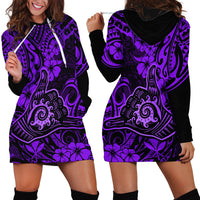 Hawaii Shaka Sign Hoodie Dress Polynesian Pattern Purple Version - Wonder Print Shop