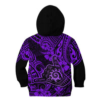 Hawaii Shaka Sign Kid Hoodie Polynesian Pattern Purple Version - Wonder Print Shop