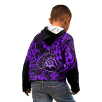 Hawaii Shaka Sign Kid Hoodie Polynesian Pattern Purple Version - Wonder Print Shop