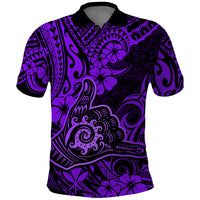Hawaii Shaka Sign Polo Shirt Polynesian Pattern Purple Version - Wonder Print Shop