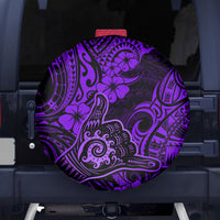 Hawaii Shaka Sign Spare Tire Cover Polynesian Pattern Purple Version - Wonder Print Shop
