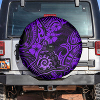 Hawaii Shaka Sign Spare Tire Cover Polynesian Pattern Purple Version - Wonder Print Shop