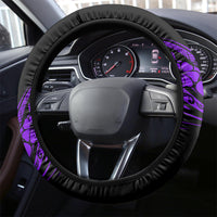 Hawaii Shaka Sign Steering Wheel Cover Polynesian Pattern Purple Version - Wonder Print Shop
