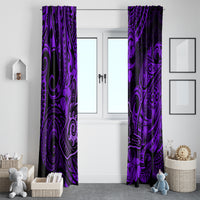 Hawaii Shaka Sign Window Curtain Polynesian Pattern Purple Version - Wonder Print Shop