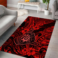 Hawaii Shaka Sign Area Rug Polynesian Pattern Red Version - Wonder Print Shop