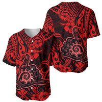 Hawaii Shaka Sign Baseball Jersey Polynesian Pattern Red Version - Wonder Print Shop
