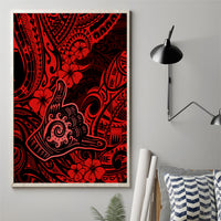 Hawaii Shaka Sign Canvas Wall Art Polynesian Pattern Red Version - Wonder Print Shop