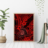 Hawaii Shaka Sign Canvas Wall Art Polynesian Pattern Red Version - Wonder Print Shop