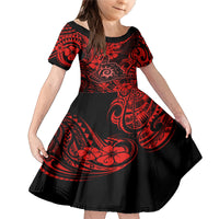 Hawaii Shaka Sign Family Matching Mermaid Dress and Hawaiian Shirt Polynesian Pattern Red Version - Wonder Print Shop