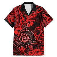 Hawaii Shaka Sign Family Matching Mermaid Dress and Hawaiian Shirt Polynesian Pattern Red Version - Wonder Print Shop