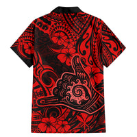 Hawaii Shaka Sign Family Matching Mermaid Dress and Hawaiian Shirt Polynesian Pattern Red Version - Wonder Print Shop