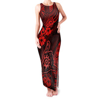 Hawaii Shaka Sign Family Matching Tank Maxi Dress and Hawaiian Shirt Polynesian Pattern Red Version - Wonder Print Shop