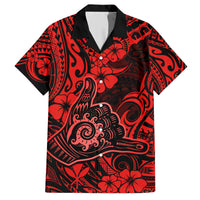 Hawaii Shaka Sign Hawaiian Shirt Polynesian Pattern Red Version - Wonder Print Shop