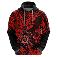 Hawaii Shaka Sign Hoodie Polynesian Pattern Red Version - Wonder Print Shop