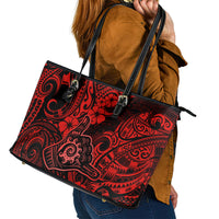 Hawaii Shaka Sign Leather Tote Bag Polynesian Pattern Red Version - Wonder Print Shop