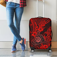 Hawaii Shaka Sign Luggage Cover Polynesian Pattern Red Version - Wonder Print Shop
