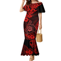 Hawaii Shaka Sign Mermaid Dress Polynesian Pattern Red Version - Wonder Print Shop
