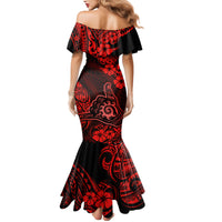 Hawaii Shaka Sign Mermaid Dress Polynesian Pattern Red Version - Wonder Print Shop