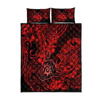 Hawaii Shaka Sign Quilt Bed Set Polynesian Pattern Red Version - Wonder Print Shop