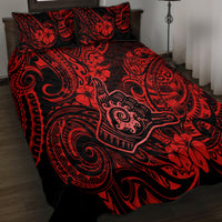 Hawaii Shaka Sign Quilt Bed Set Polynesian Pattern Red Version - Wonder Print Shop