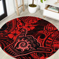 hawaii-shaka-sign-round-carpet-polynesian-pattern-red-version