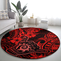 hawaii-shaka-sign-round-carpet-polynesian-pattern-red-version