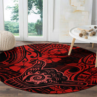 hawaii-shaka-sign-round-carpet-polynesian-pattern-red-version
