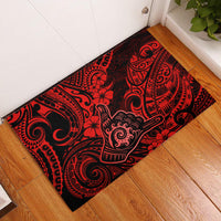 Hawaii Shaka Sign Rubber Doormat Polynesian Pattern Red Version - Wonder Print Shop