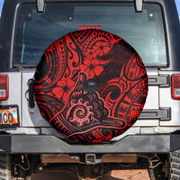 Hawaii Shaka Sign Spare Tire Cover Polynesian Pattern Red Version - Wonder Print Shop